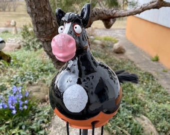 Doppelseitige Valentinstag Gartenflagge - Schwarzes Pferd Mit Herz, 30,5x45,7 Cm, Wetterfest