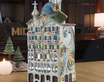 Midene セラミックハウス ティーライト キャンドルホルダー ホーム