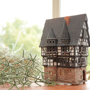 Ceramic house Tea light Candle Holder Home decor Handmade miniature house replica of the original Town Hall in Alsfeld F16 Tiny House Midene image 1