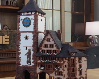 Handmade Ceramic Tealight Holder - Collectible Miniature Schwabentor in Freiburg, Germany