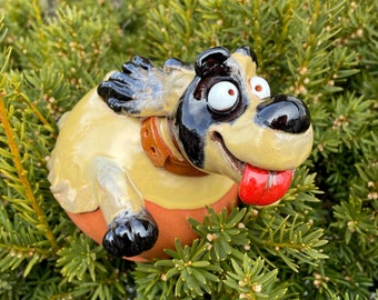 Handmade Frostproof Ceramic Lucky Dog Garden Stake Decor - Etsy