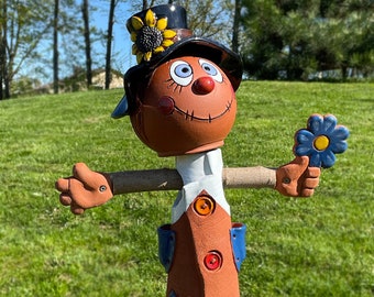 Scarecrow Garden Stake Garden Scarecrow Ceramic Scarecrow Garden