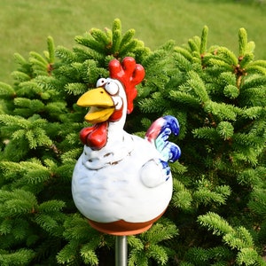 Ceramic bird garden decor bird Garden Rooster Garden Stake Frostproof Handmade Hand painted lawn stake ceramic garden ball Midene