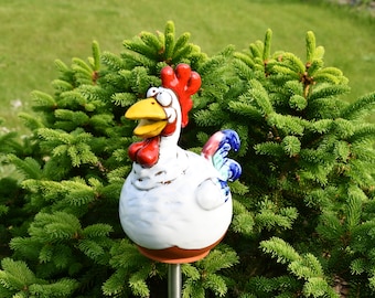 Ceramic bird garden decor bird Garden Rooster Garden Stake Frostproof Handmade Hand painted lawn stake ceramic garden ball Midene