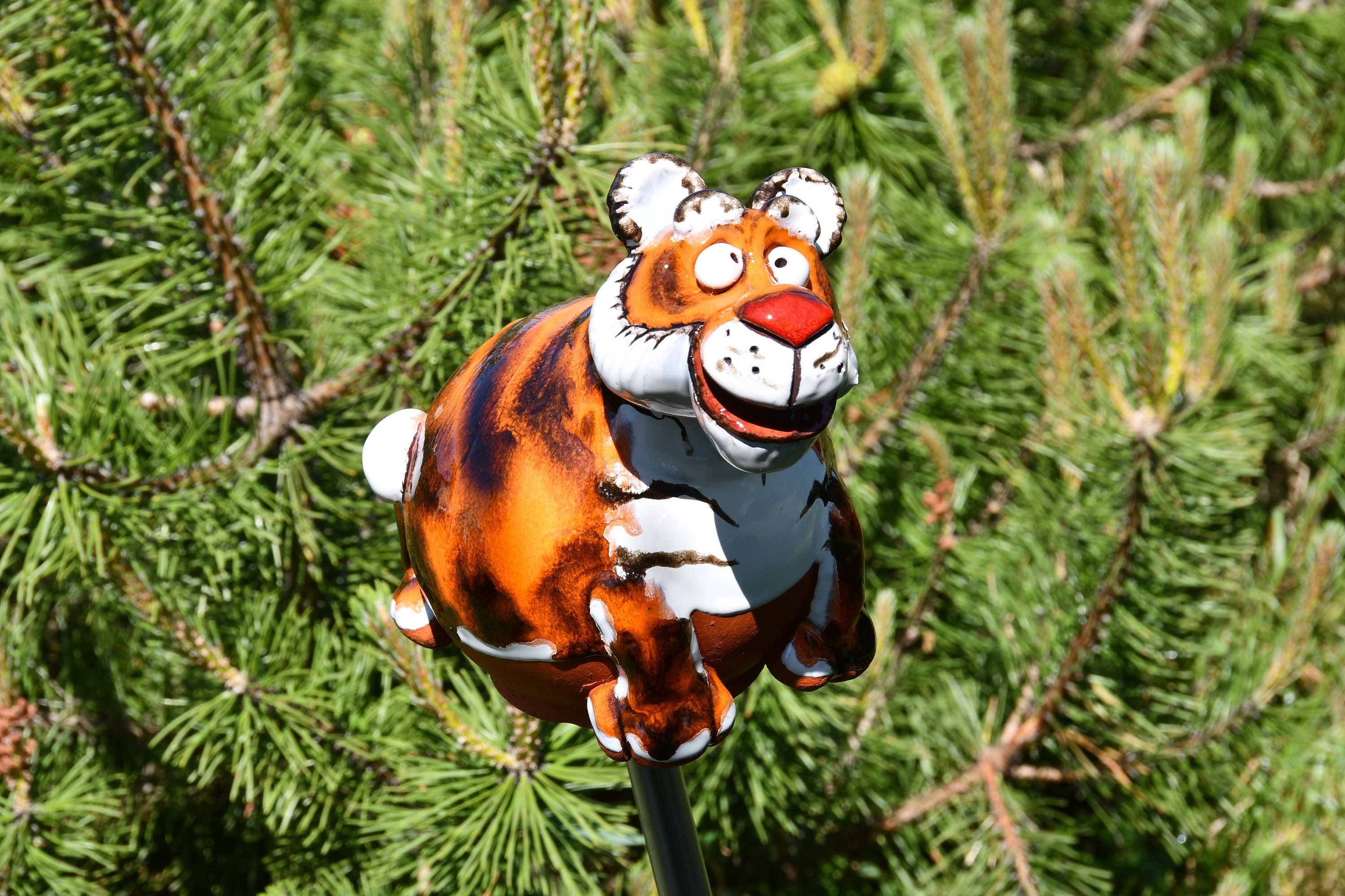 Garden Decor Tiger Ceramic Garden Stake Frostproof Lawn Stake