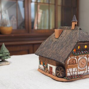 Ceramic Cuckoo Clock House: Black Forest Tea Light Candle Holder image 5