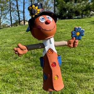 Scarecrow garden Stake garden scarecrow ceramic scarecrow garden Decor lawn Stake garden stake frostproof handmade Boy Scarecrow