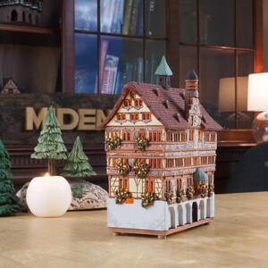 Ceramic house miniature house replica of Old Town Hall in Tübingen Tea light Candle Holder Collectible Handmade Collectible clay house  C283
