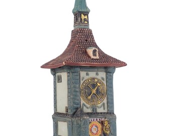 Handmade Ceramic Clock Tower Tea Light Holder: Bern Zytglogge