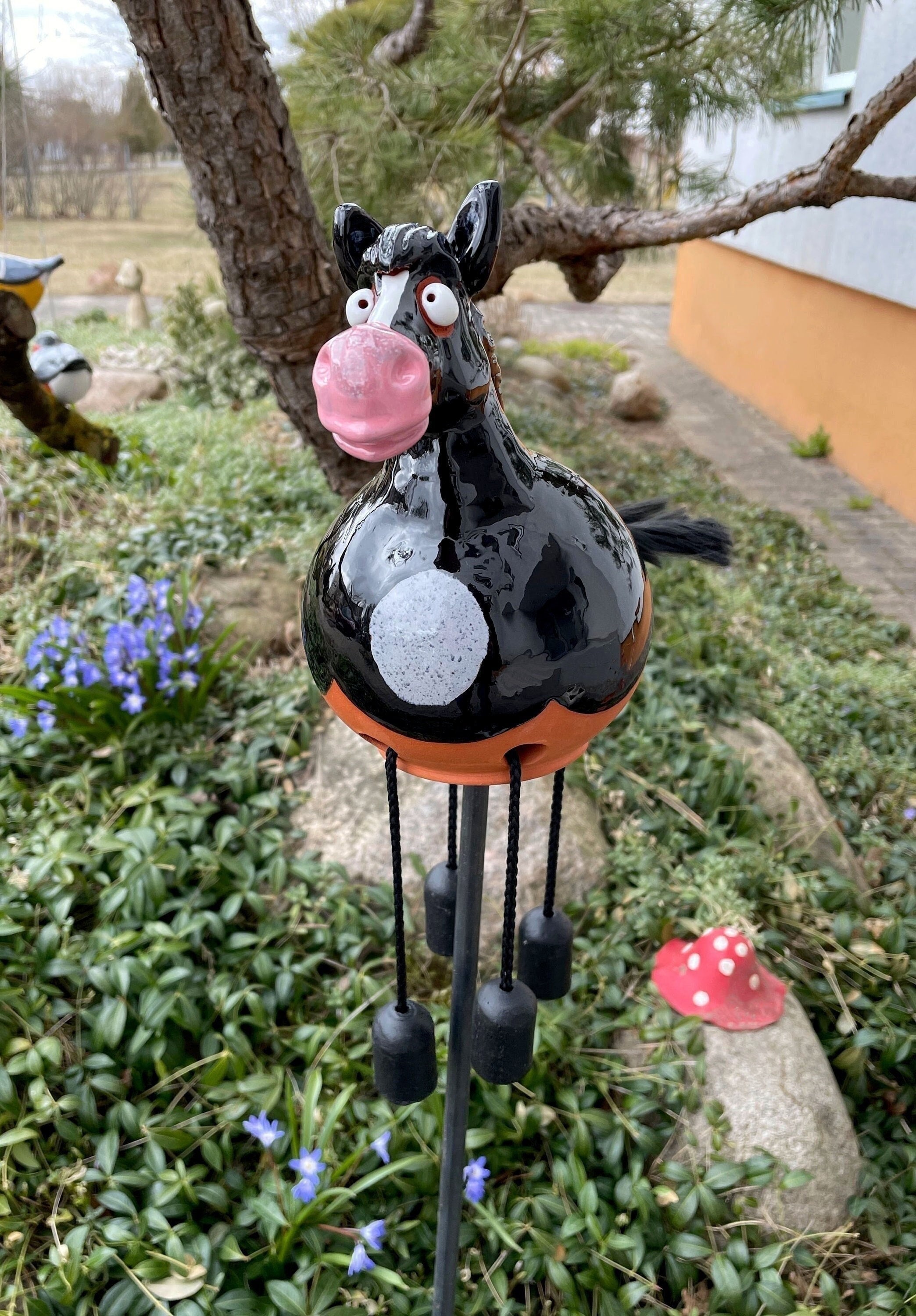 Doppelseitige Valentinstag Gartenflagge - Schwarzes Pferd Mit Herz, 30,5x45,7 Cm, Wetterfest