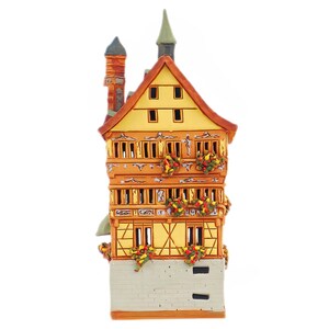 Ceramic house miniature house replica of Old Town Hall in Tübingen Tea light Candle Holder Collectible Handmade Collectible clay house  C283