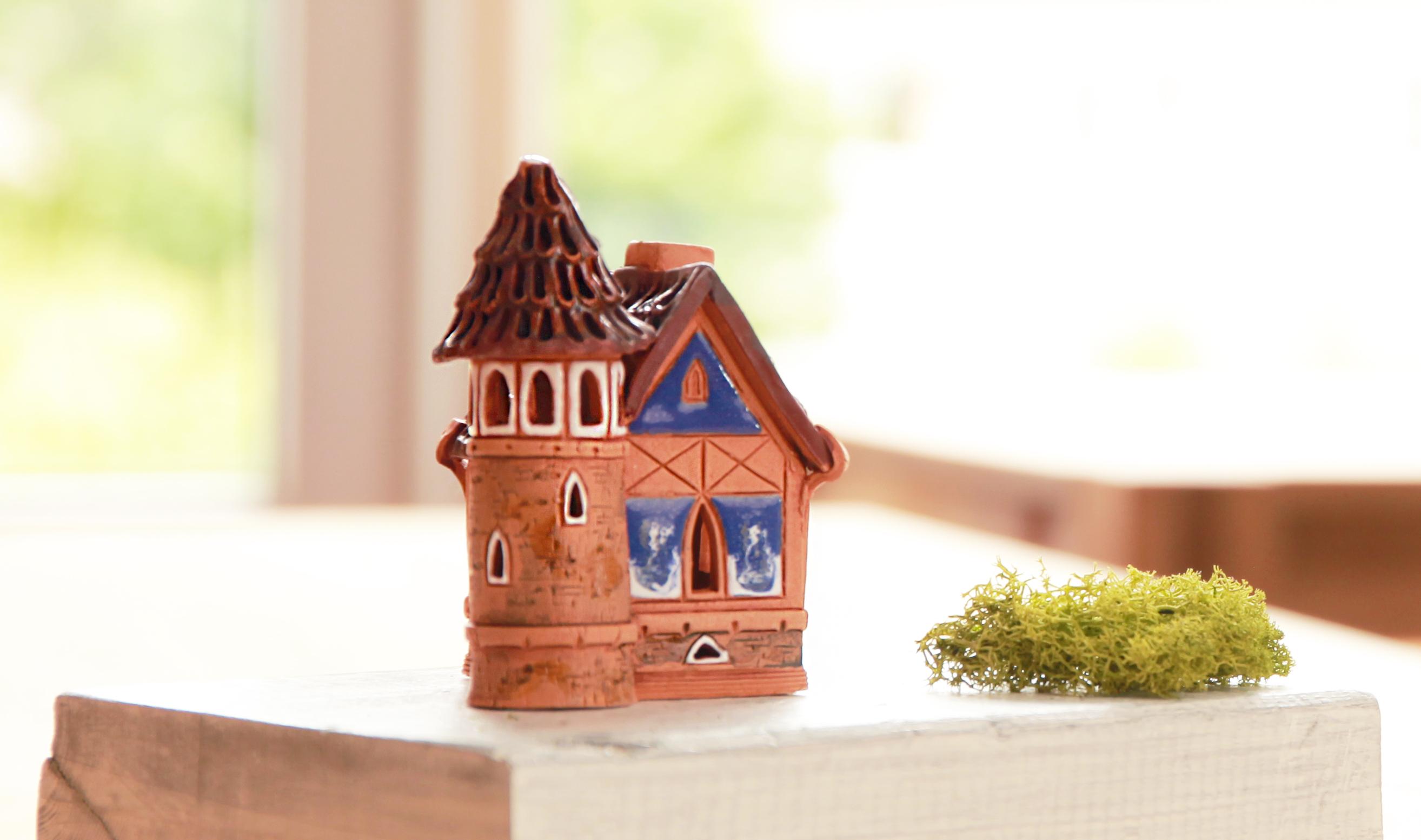 Handmade Ceramic Cone Incense Holder - Miniature Fairytale Castle