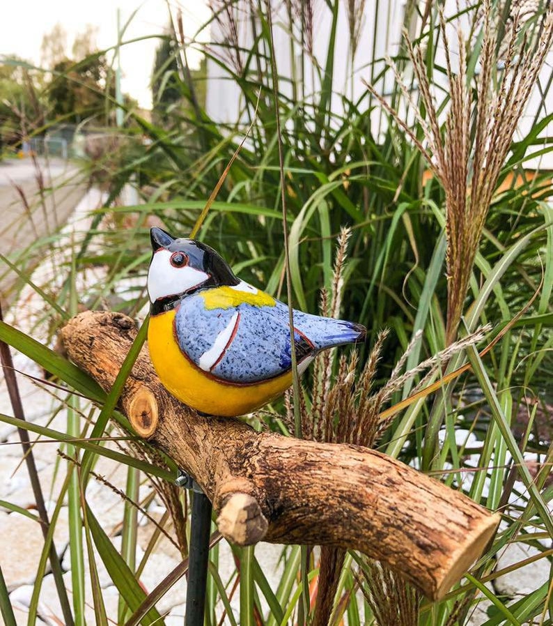 KeramikDekoration für Garten Titmouse Vogel OutdoorFigur