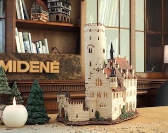 Handmade Ceramic Tealight Holder - Collectible miniature of Lichtenstein Castle in Baden-Württemberg