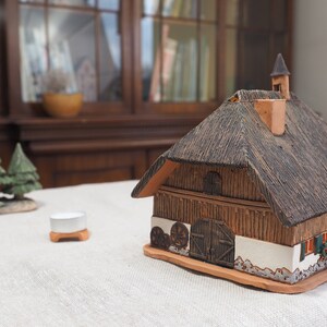 Ceramic Cuckoo Clock House: Black Forest Tea Light Candle Holder image 3