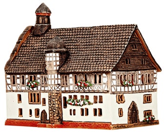 Midene ceramic house Cone Incense Holder incense burner Collectible miniature house of the original Town Hall in Butzbach R254 mini house