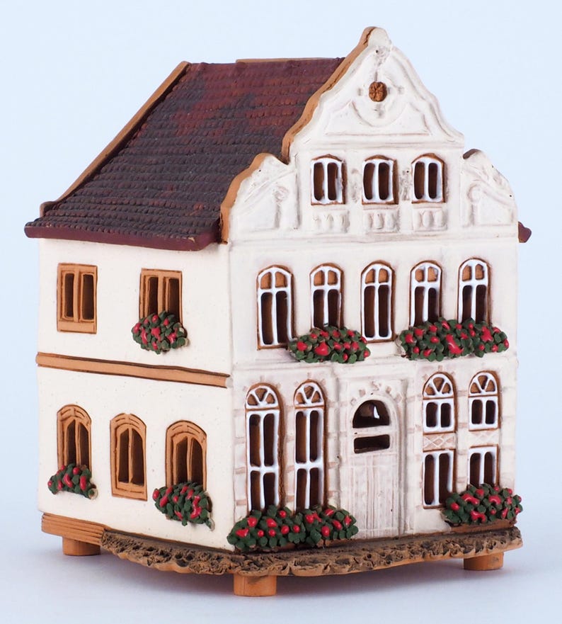 Handcrafted Ceramic Tealight Holder - Collectible Miniature of Historic Buddenbrook House in Lübeck, Germany image 8