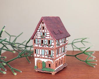 Handcrafte Ceramic Tealight Holder - Miniature replica of the original house in Colmar, France