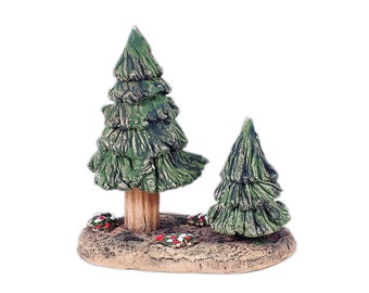 Midene Ceramic handmade tiny tree miniature Home Decoration winter Two Small Firs M5