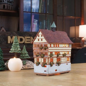 Ceramic house miniature house replica of Old Town Hall in Tübingen Tea light Candle Holder Collectible Handmade Collectible clay house  C283