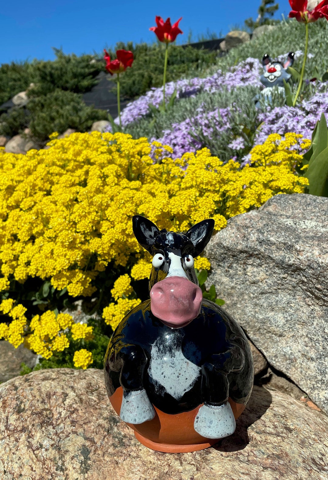 Ceramic Garden Decor Black Horse Garden Stake Garden Horse Etsy