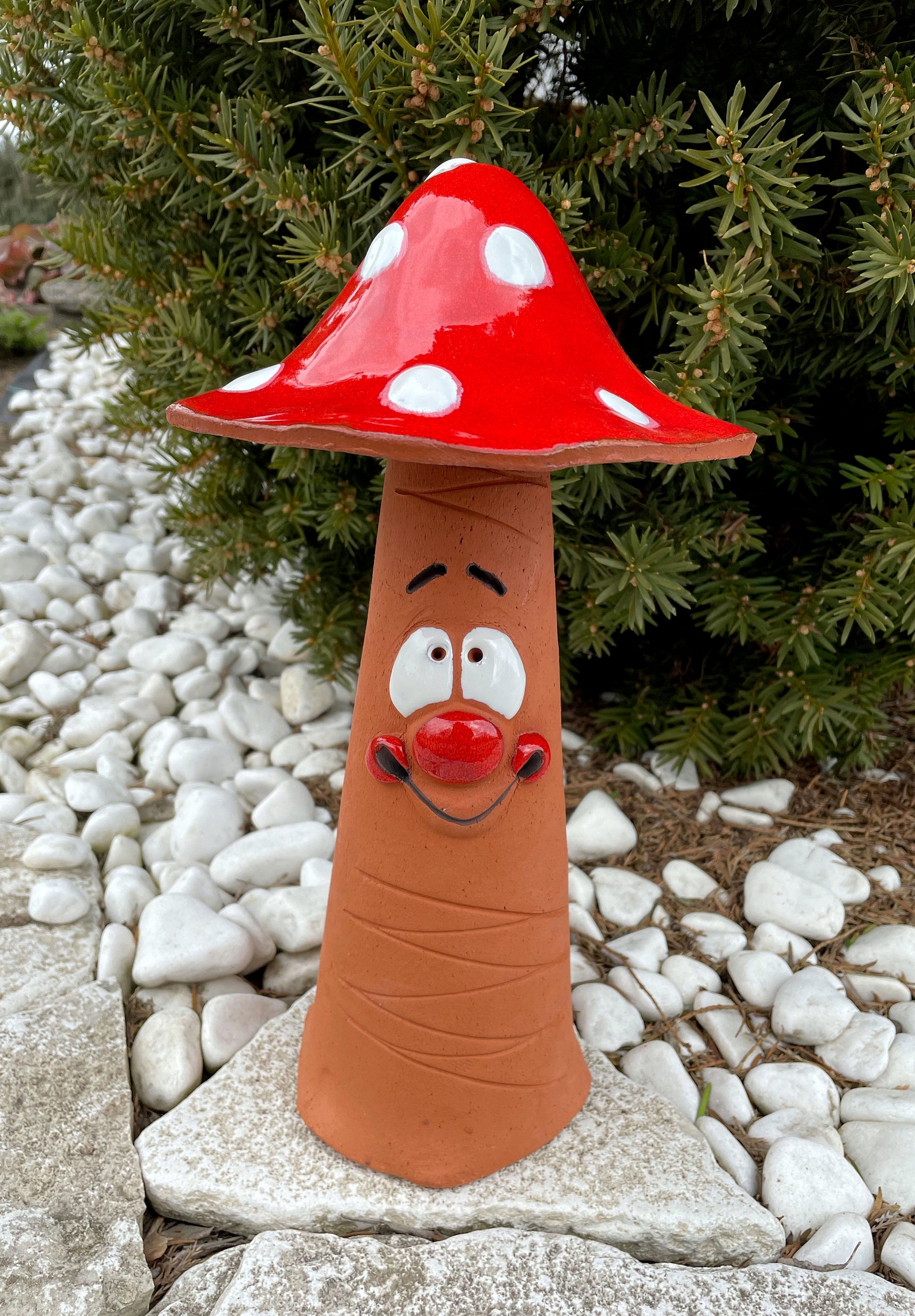 Keramik Garten Pilz Deko Pfahl Statue für Garten und Zuhause Etsy