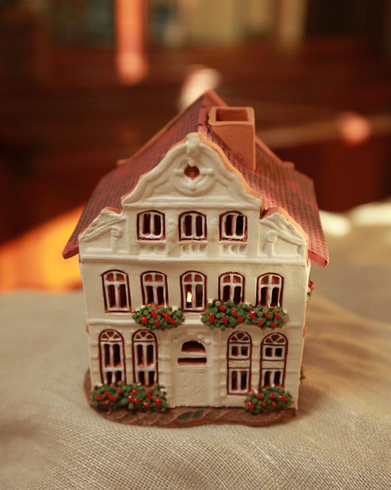 Handcrafted Ceramic Tealight Holder - Collectible Miniature of Historic Buddenbrook House in Lübeck, Germany image 3