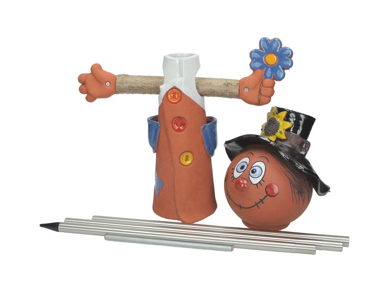 Scarecrow Garden Stake Garden Scarecrow Ceramic Scarecrow Etsy