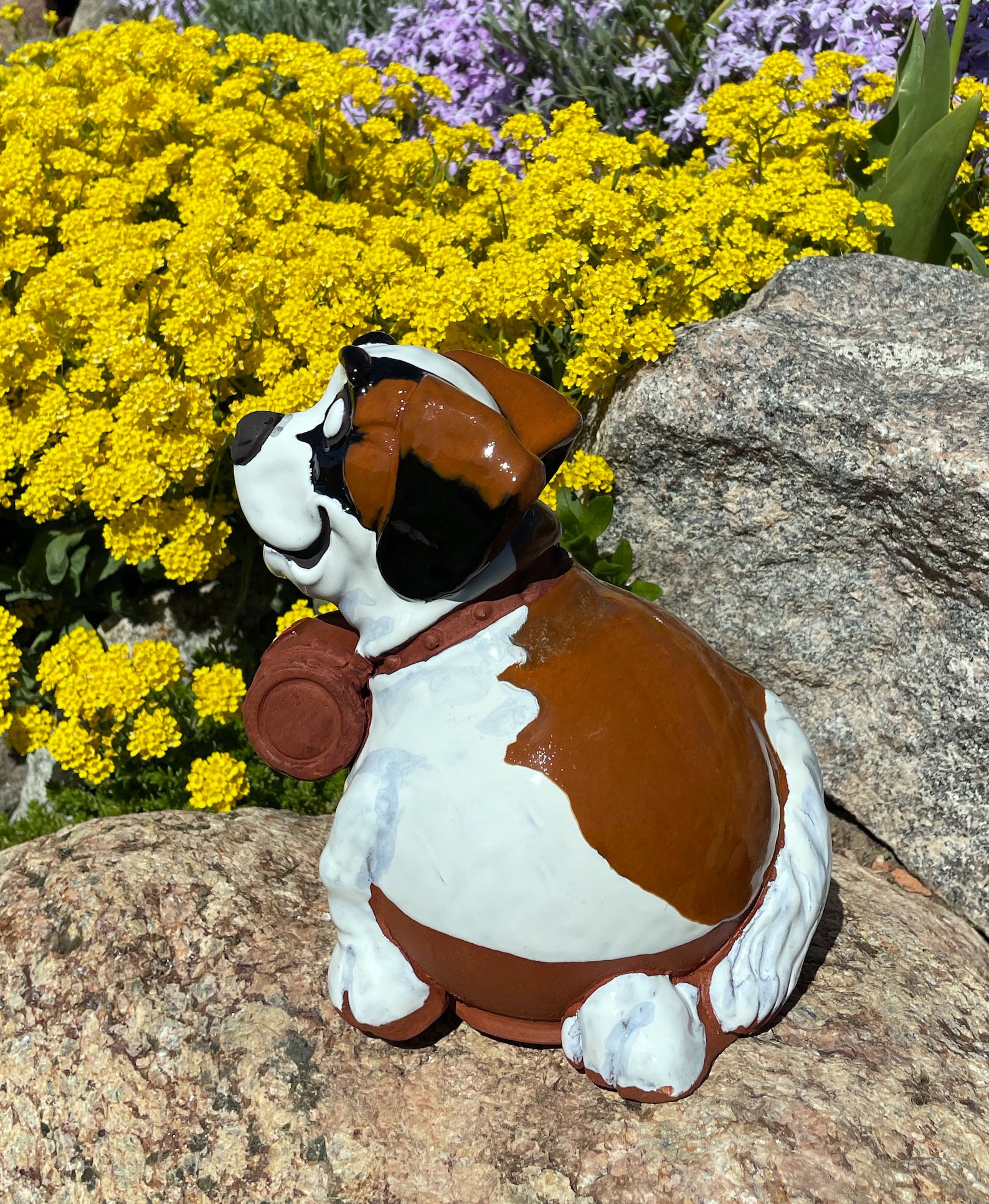 Ceramic Garden Dog Yard Decor Garden Decor Dog With Stake Etsy