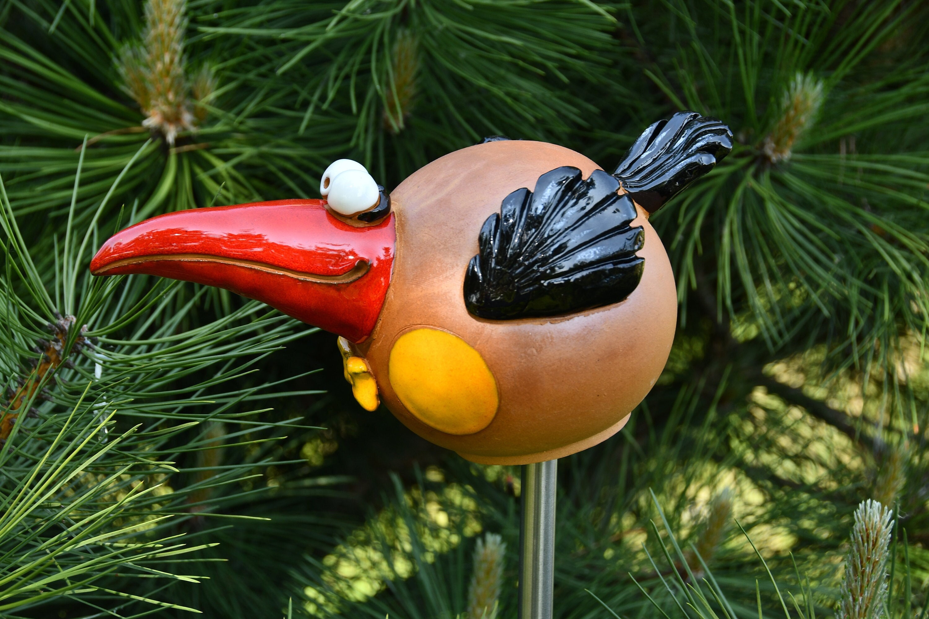 Handmade Frostproof Ceramic Bird Garden Stake