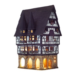 Ceramic house Tea light Candle Holder Home decor Handmade miniature house replica of the original Town Hall in Alsfeld F16 Tiny House Midene image 9