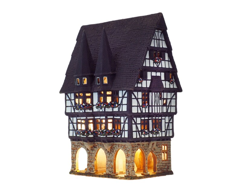 Ceramic house Tea light Candle Holder Home decor Handmade miniature house replica of the original Town Hall in Alsfeld F16 Tiny House Midene image 9