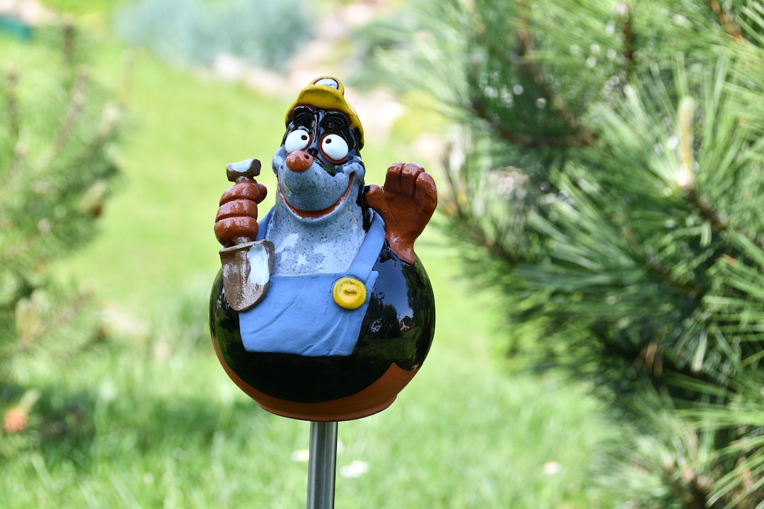 Midene Ceramic Garden Turtle Lawn Stake – Handmade Glazed Figurine, 14cm