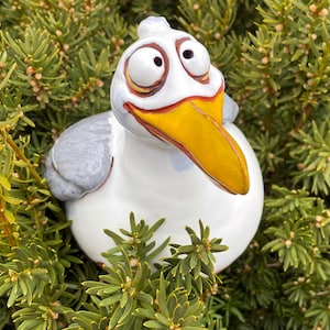 Garden decor bird Seagull Ceramic bird Garden Stake Frostproof Handmade Hand painted lawn stake ceramic garden ball bird figurine Midene
