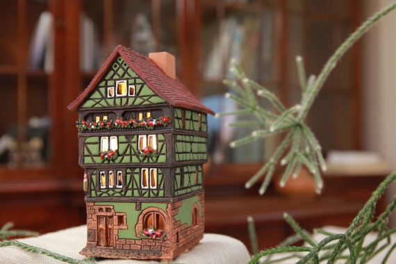 Midene セラミックハウス ティーライト キャンドルホルダー コルマール