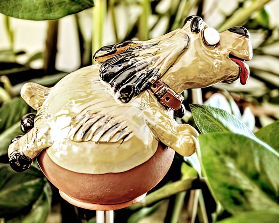 Whiskers Marty Sculptures Inc 3匹の犬の置物 Handmade Frostproof Ceramic Lucky Dog Garden Stake Decor - Etsy