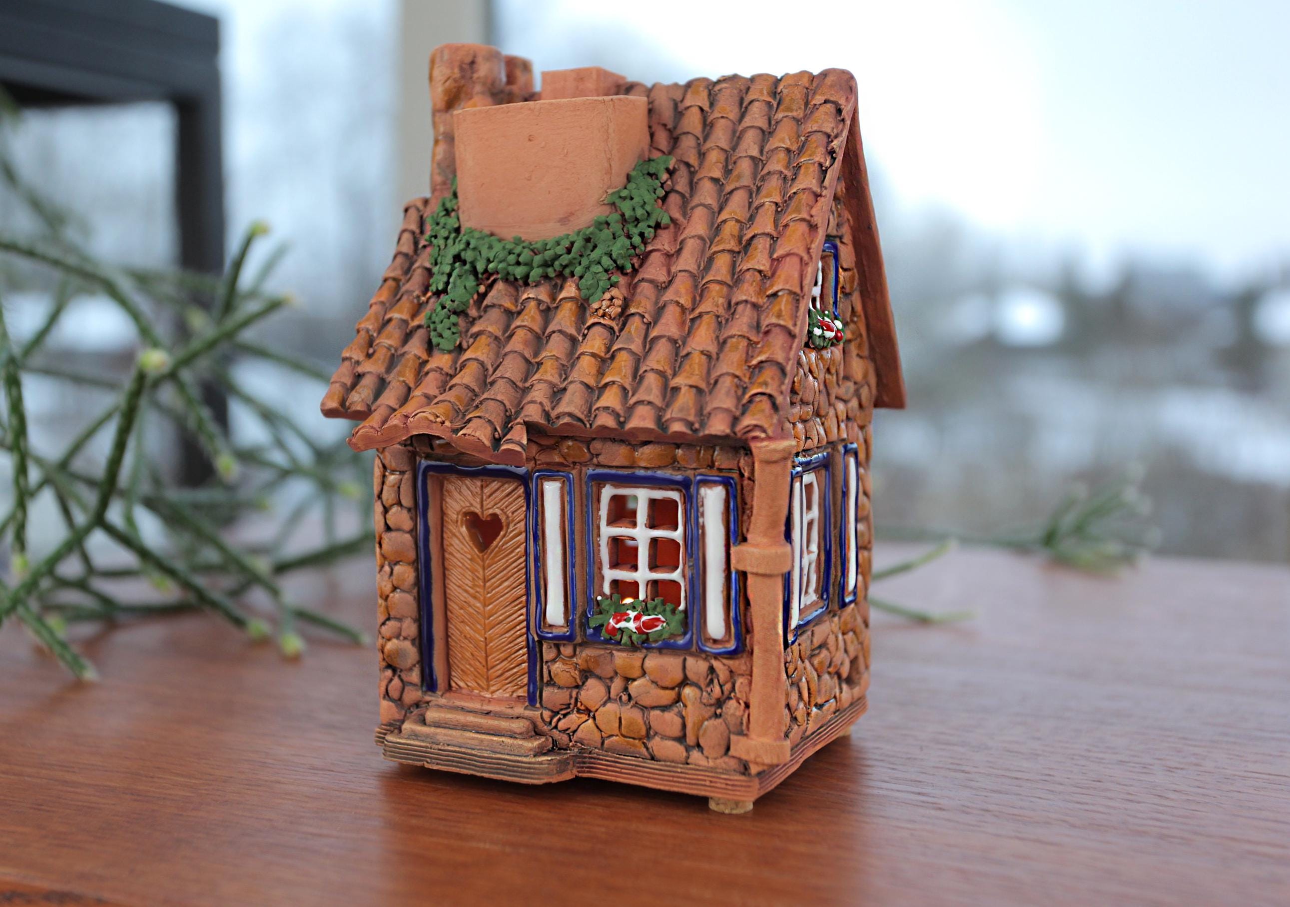 Midene セラミックハウス ティーライト キャンドルホルダー 手作り