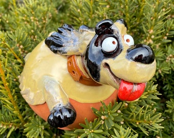 【新品未使用品】LGB BEWARE OF THE DOG タンク　初期 Handmade Frostproof Ceramic Lucky Dog Garden Stake Decor - Etsy