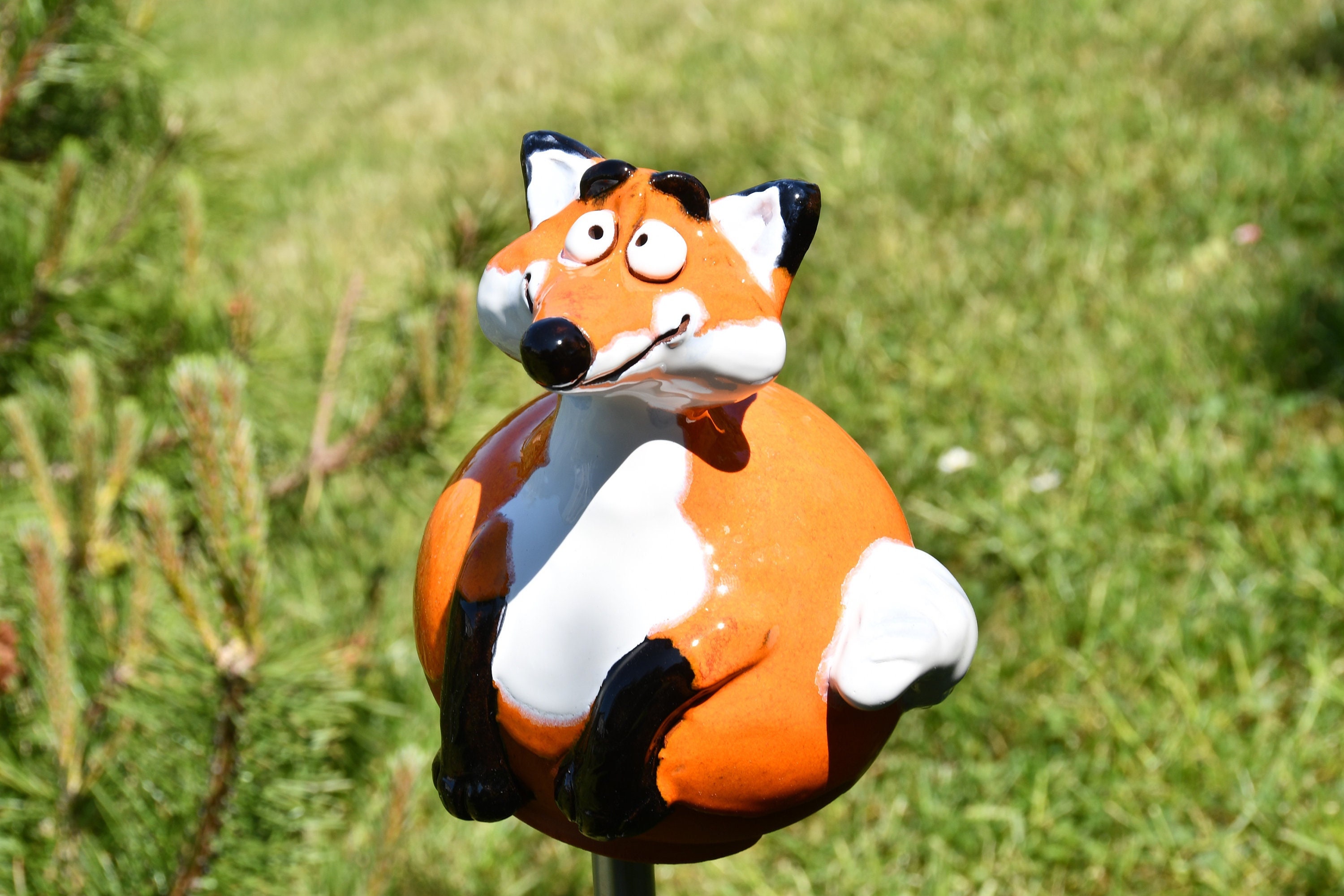 Handmade Frostproof Ceramic Fo Garden Stake Decor