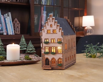 Midene Ceramic Art Tealight Candle Holder, Handcrafted Collectible Miniature, Romer, Frankfurt, Germany – Room Decoration.