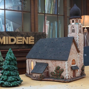 Handmade Ceramic Tealight Holder - Miniature of St. Constantin Church in South Tyrol, Italy