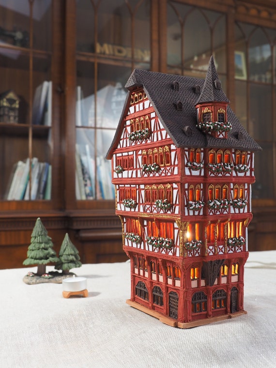 Midene Ceramic Art Tealight Candle Holder Room Decoration Handcrafted Collectible Miniature Light House Cafe in Paris Monmartr Lapin AgileFrance B331N Midene Ceramic House Tea Light Candle Holder Home Decor