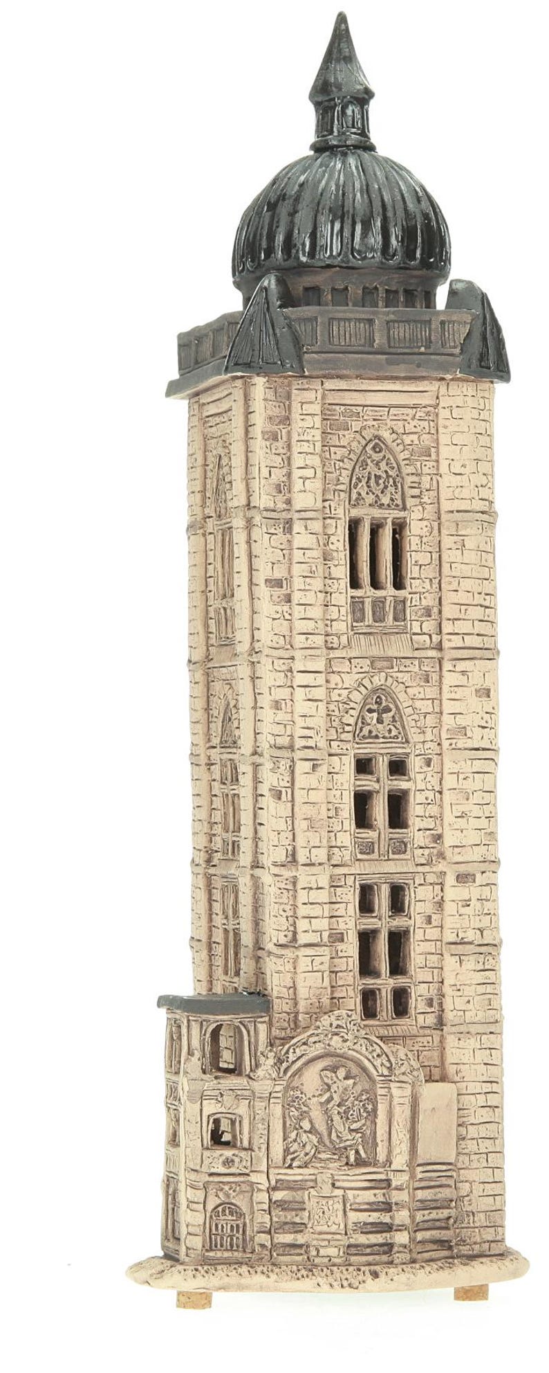 Midene Ceramic Art Tealight Candle Holder Room Decoration Handcrafted Collectible Miniature Light House Gros Horloge House in Rouen, France