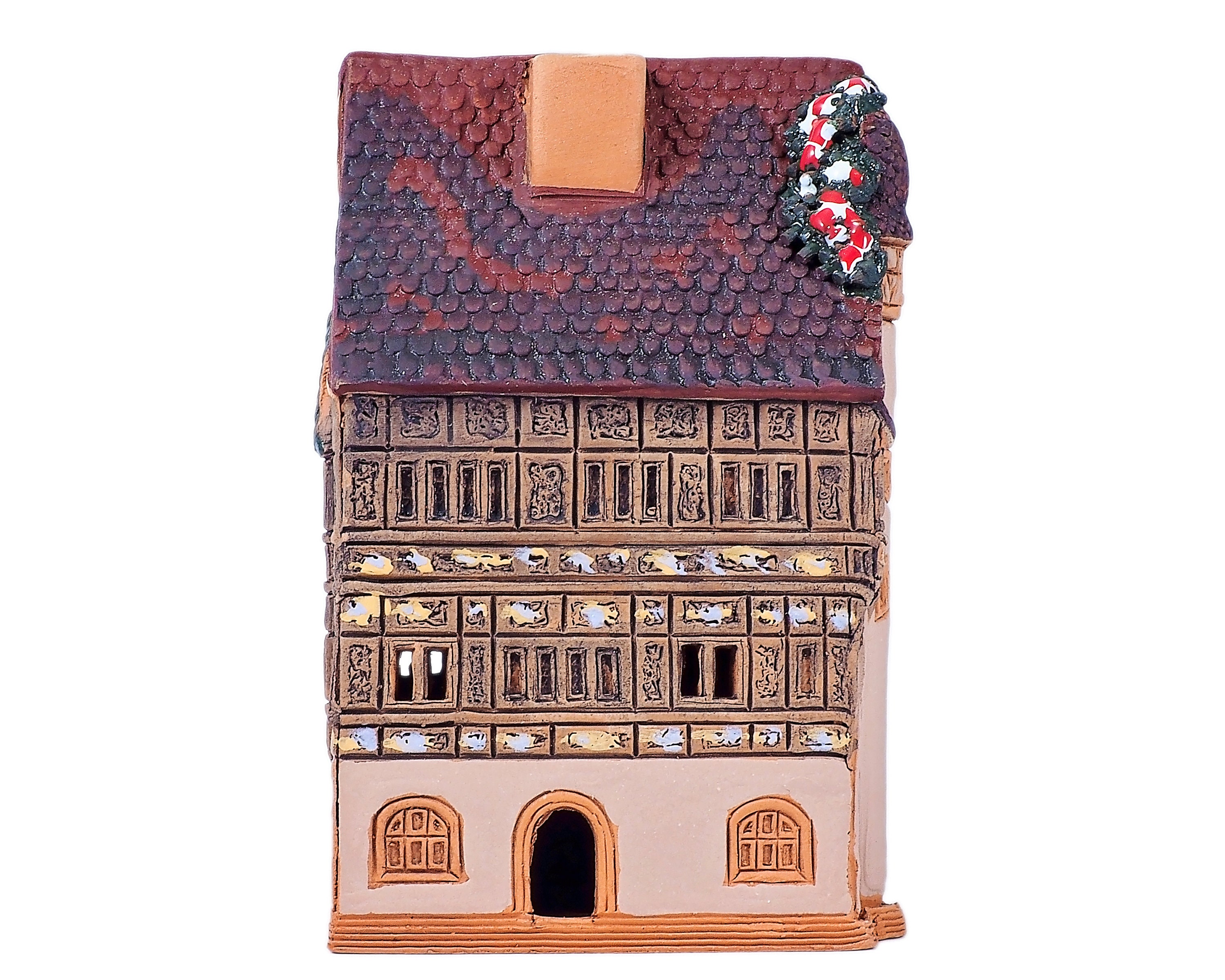 Bruciatore Incenso In Ceramica Fatto A Mano | Casa A Graticcio Di Kaysersberg | Oggetto Da Collezione Francia