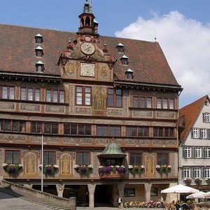 Ceramic house miniature house replica of Old Town Hall in Tübingen Tea light Candle Holder Collectible Handmade Collectible clay house  C283