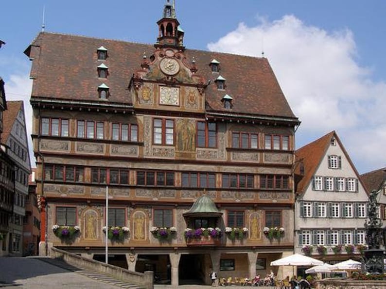 Ceramic house miniature house replica of Old Town Hall in Tübingen Tea light Candle Holder Collectible Handmade Collectible clay house  C283