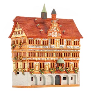 Ceramic house miniature house replica of Old Town Hall in Tübingen Tea light Candle Holder Collectible Handmade Collectible clay house  C283