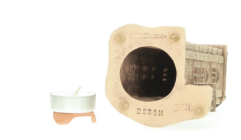 Midene Ceramic Art Tealight Candle Holder Room Decoration Handcrafted Collectible Miniature Light House Gros Horloge House in Rouen, France