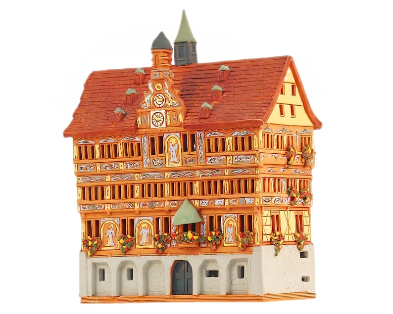 Ceramic house miniature house replica of Old Town Hall in Tübingen Tea light Candle Holder Collectible Handmade Collectible clay house  C283
