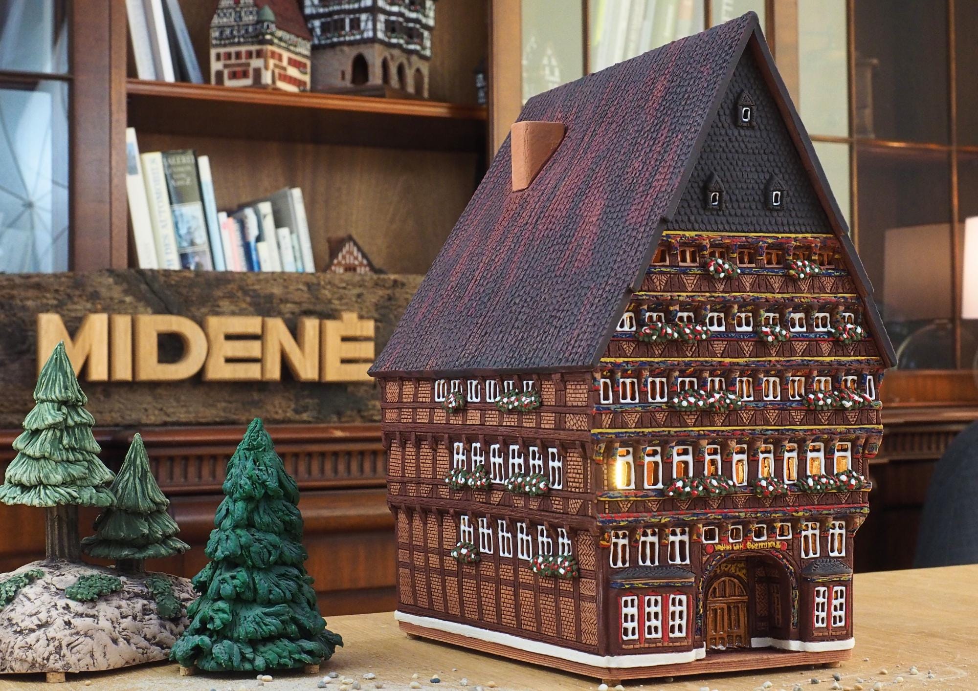 Midene Ceramic House Tea Light Candle Holder Home Decor Miniature